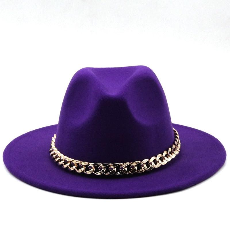 Elegant Green Fedora Hats Women Men Fedora Hats Wide Brim Fedora Hat Summer Chain Band Jazz Hats Winter Autumn Gentleman Outdoor Hat