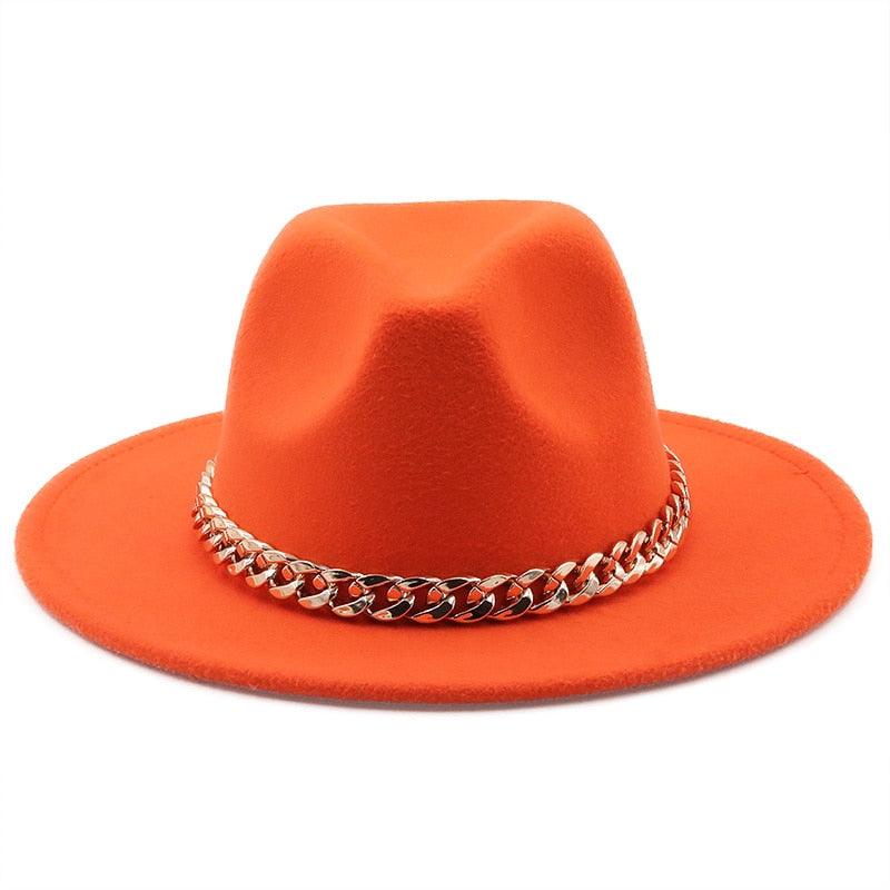 Elegant Green Fedora Hats Women Men Fedora Hats Wide Brim Fedora Hat Summer Chain Band Jazz Hats Winter Autumn Gentleman Outdoor Hat