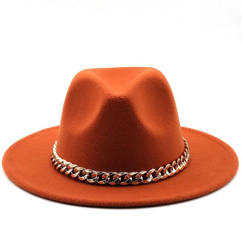 Elegant Green Fedora Hats Women Men Fedora Hats Wide Brim Fedora Hat Summer Chain Band Jazz Hats Winter Autumn Gentleman Outdoor Hat