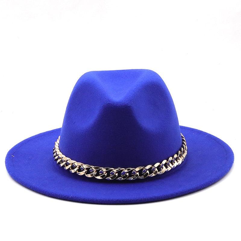 Elegant Green Fedora Hats Women Men Fedora Hats Wide Brim Fedora Hat Summer Chain Band Jazz Hats Winter Autumn Gentleman Outdoor Hat