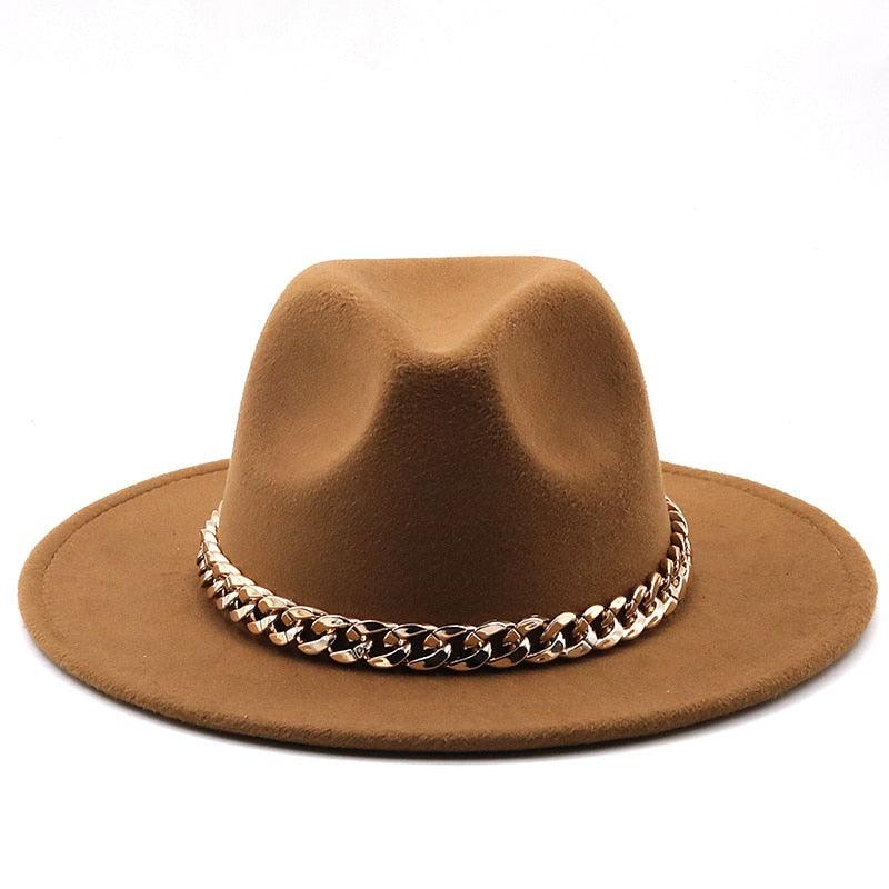 Elegant Green Fedora Hats Women Men Fedora Hats Wide Brim Fedora Hat Summer Chain Band Jazz Hats Winter Autumn Gentleman Outdoor Hat