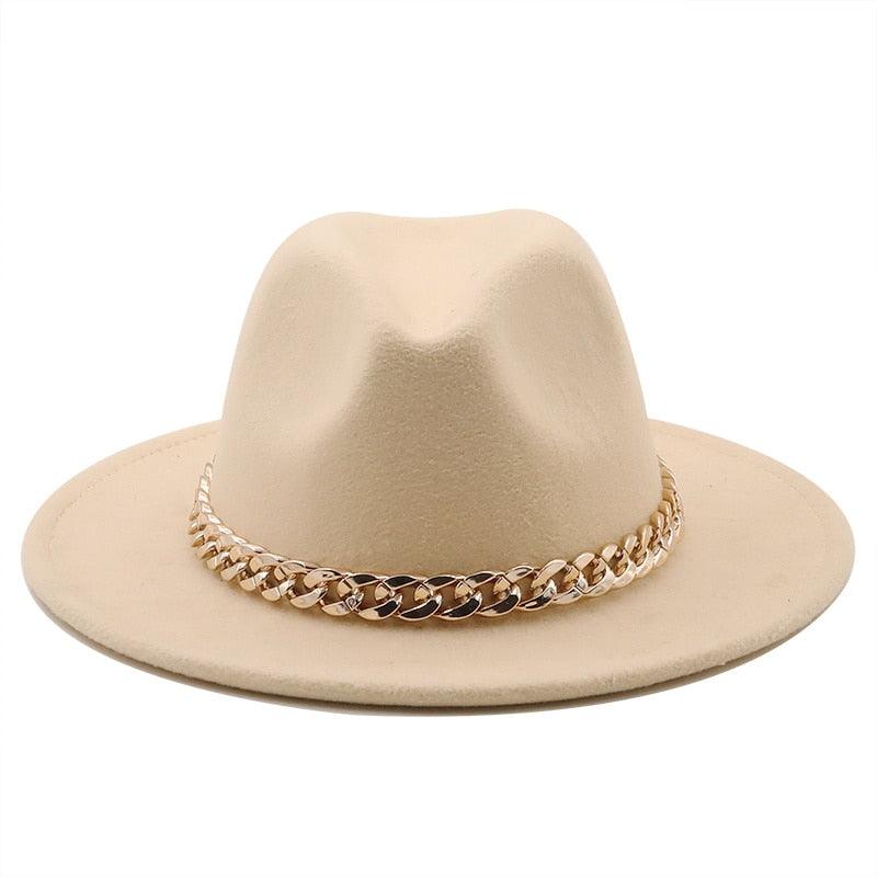 Elegant Green Fedora Hats Women Men Fedora Hats Wide Brim Fedora Hat Summer Chain Band Jazz Hats Winter Autumn Gentleman Outdoor Hat