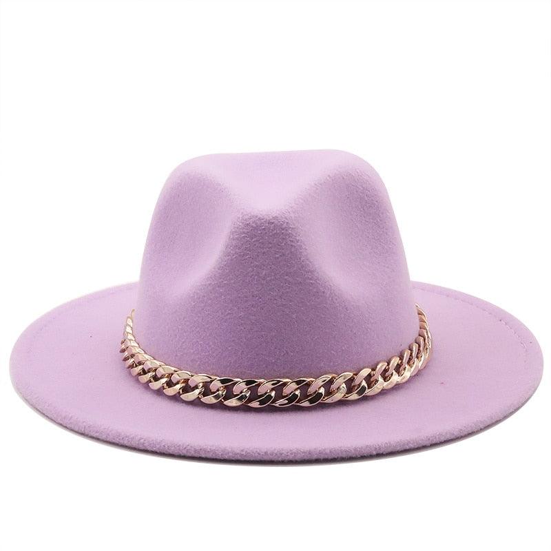 Elegant Green Fedora Hats Women Men Fedora Hats Wide Brim Fedora Hat Summer Chain Band Jazz Hats Winter Autumn Gentleman Outdoor Hat