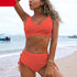 Elegant High Waist Bikini Set Push Up Swimwear Women Swimsuits New Black Bathing Suit Twist Women's High Waist Bikini Twist Front Tie Back 2 Piece Lace Up Summer Swimsuits