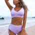 Elegant High Waist Bikini Set Push Up Swimwear Women Swimsuits New Black Bathing Suit Twist Women's High Waist Bikini Twist Front Tie Back 2 Piece Lace Up Summer Swimsuits