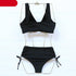 Elegant High Waist Bikini Set Push Up Swimwear Women Swimsuits New Black Bathing Suit Twist Women's High Waist Bikini Twist Front Tie Back 2 Piece Lace Up Summer Swimsuits