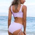 Elegant High Waist Bikini Set Push Up Swimwear Women Swimsuits New Black Bathing Suit Twist Women's High Waist Bikini Twist Front Tie Back 2 Piece Lace Up Summer Swimsuits