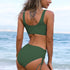 Elegant High Waist Bikini Set Push Up Swimwear Women Swimsuits New Black Bathing Suit Twist Women's High Waist Bikini Twist Front Tie Back 2 Piece Lace Up Summer Swimsuits