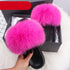 Elegant Indoor Fur Slippers For Women Fur Slides Flip Flops Beach Plush Fluffy Furry Slippers Furry Fuzzy Slides Open Toe Fluffy Slides Fox Fur Feather Sandals Fur Slip On Shoes For Women