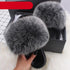 Elegant Indoor Fur Slippers For Women Fur Slides Flip Flops Beach Plush Fluffy Furry Slippers Furry Fuzzy Slides Open Toe Fluffy Slides Fox Fur Feather Sandals Fur Slip On Shoes For Women