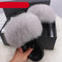 Elegant Indoor Fur Slippers For Women Fur Slides Flip Flops Beach Plush Fluffy Furry Slippers Furry Fuzzy Slides Open Toe Fluffy Slides Fox Fur Feather Sandals Fur Slip On Shoes For Women