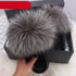 Elegant Indoor Fur Slippers For Women Fur Slides Flip Flops Beach Plush Fluffy Furry Slippers Furry Fuzzy Slides Open Toe Fluffy Slides Fox Fur Feather Sandals Fur Slip On Shoes For Women