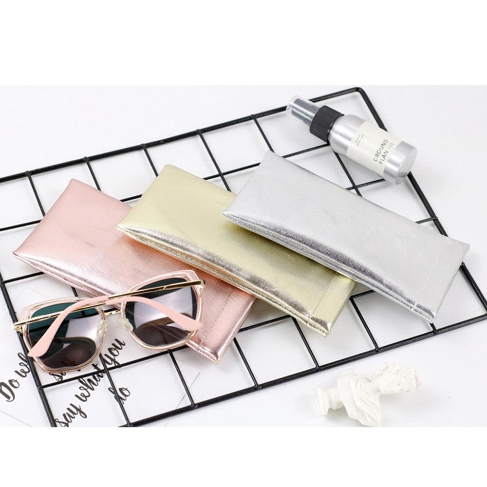 Elegant Leather Protable Women Sunglasses Protector Travel Pack Pouch Glasses Case Eyewear Oversize Sunglasses Bag Portable Squeeze Leather Sunglasses Pouch Anti-Scratch Sunglasses Bag Case