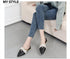 Elegant Low Heel Women Summer Pointed-Toe Slippers Slip On Office Shoes Luxury Women Slip On Comfortable Pointed Toe Womens Loafers Backless Low Heel Slide Slippers