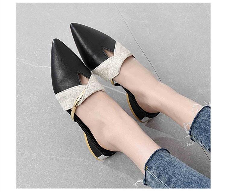 Elegant Low Heel Women Summer Pointed-Toe Slippers Slip On Office Shoes Luxury Women Slip On Comfortable Pointed Toe Womens Loafers Backless Low Heel Slide Slippers