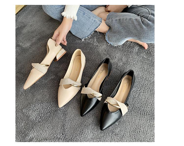 Elegant Low Heel Women Summer Pointed-Toe Slippers Slip On Office Shoes Luxury Women Slip On Comfortable Pointed Toe Womens Loafers Backless Low Heel Slide Slippers