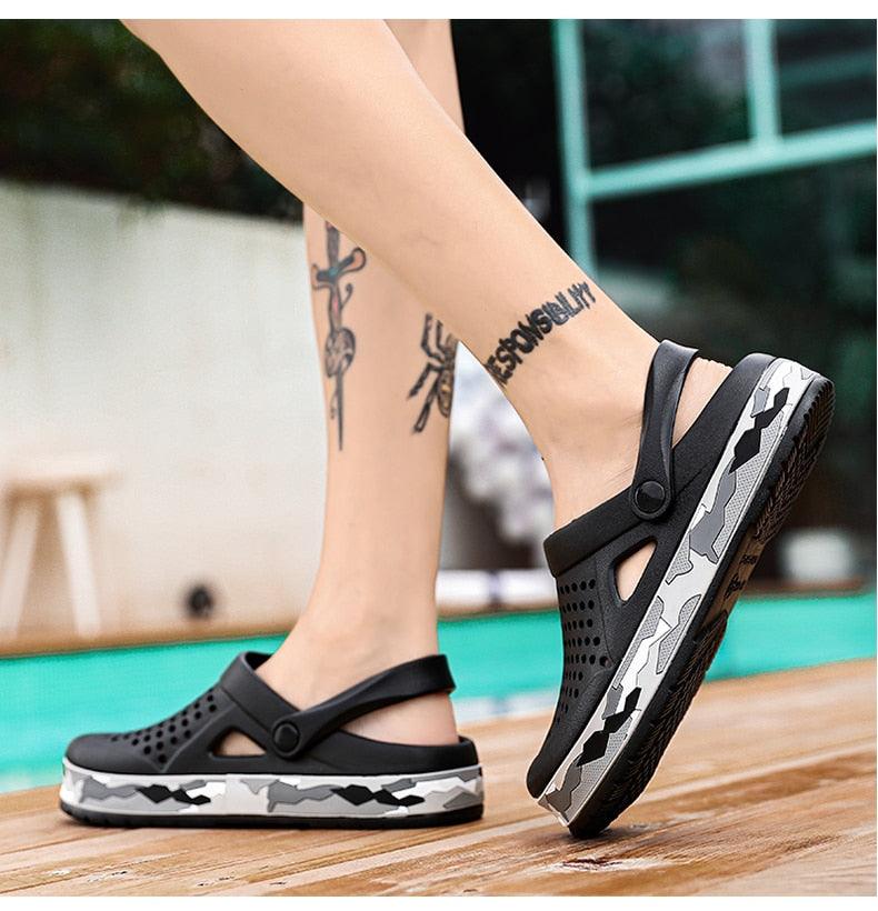 Elegant Mens Sandals Black Garden Casual Aqua Clogs Summer Slides Beach Swimming Shoes Slippers Garden Clogs Sandals Arch Support Cushioned Yard Beach Clogs