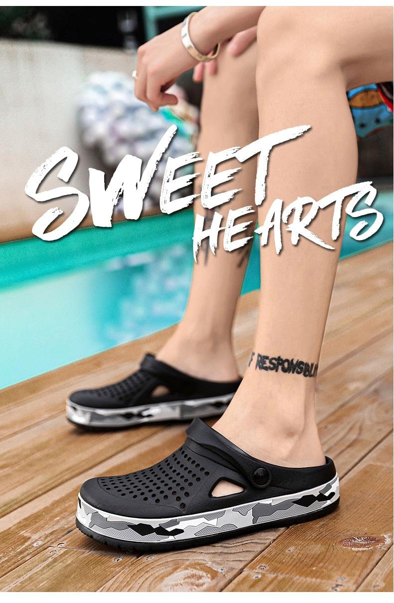 Elegant Mens Sandals Black Garden Casual Aqua Clogs Summer Slides Beach Swimming Shoes Slippers Garden Clogs Sandals Arch Support Cushioned Yard Beach Clogs