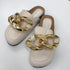 Elegant Metal Chain Design Women Slipper Closed Toe Slip On Shoes Round Toe Low Heels Casual Slides Shoes Flats Loafer Gold Chain Casual Shoes Slip On Women's Slide Sandals Slipers