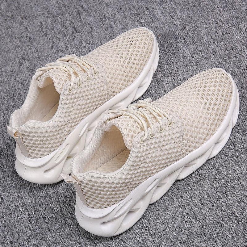 Elegant Modern Mens Sneakers Platform Shoes White Trainers Casual Breathable Mesh Men Women Running Shoes Breathable Walking Sneakers Lightweight Athletic Tennis Casual Sport Sneakers