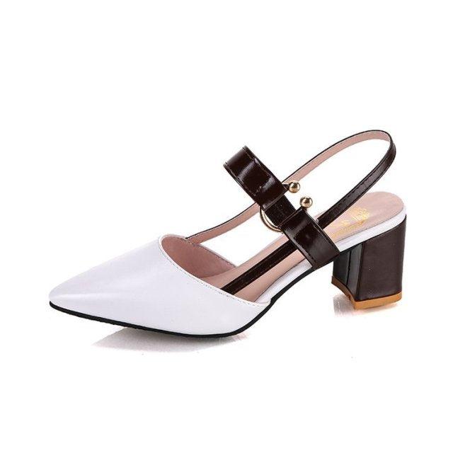 Elegant Office Sandals Women's Summer New Pointy Sandals Fashion Woman Shoes Low Flats Shoes Mules Slip On Closed Toe Low Heels Sandal Cute Shoes