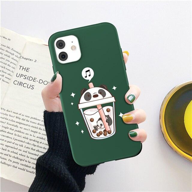 Elegant Panda Bear Milk Tea Pattern Phone Case For iPhone 13 12 11 Pro Max 13 12 Mini X XR XS 7 8 Plus 7 SE Soft Cover Cute Baby Bear Design Camera Protection Silicone Protective Case - STEVVEX Gadgets - 1004, Bear Phone Case, Classic Phone Case, Elegant Phone Case, Luxury Phone Case, Modern Phone Case, Panda Phone Case, Phone Case, Phone Case For Girls, Phone Case For Iphone, Popular Phone Case, Silicone Case, Silicone Phone Case, Strong Phone Case, Stylish Phone Case, Women Phone Case - Stevvex.com