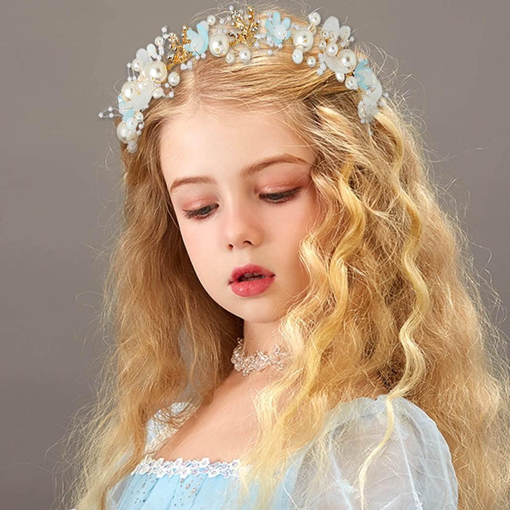 Elegant Pearl Crowns Flower Wreath Headband Girls Bridal Hair Headdress Bride Head Hoop Wedding Headbands Hair Jewelry  White Pearl Cute Headband Alloy Bridal Bridesmaid Hair Accessories