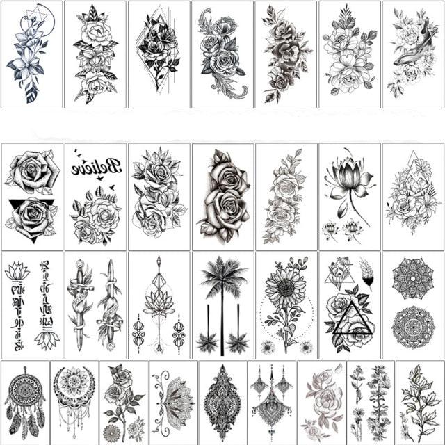 Elegant Sketches Black Flowers Body Tattoo Waterproof Temporary 3D Flowers Luxury Design For Womens - STEVVEX Beauty - 103, 3D Tattoo, Arm Tattoo, Beauty, Big Flowers Tattoo, Big Tattoo, Black Tattoos, Body Tattoo, Colorful Tattoo, Different Tattoo, Fashion Tattoo, Flower Tattoo, Girls Tattoo, Leg Tattoo, Luxury Tattoo, Modern Tatoos, Red Flower Tattoo, Stylish Tattoo, Tattoo, Waterproof Tattoo, Women Tattoo, Womens Tattoo - Stevvex.com