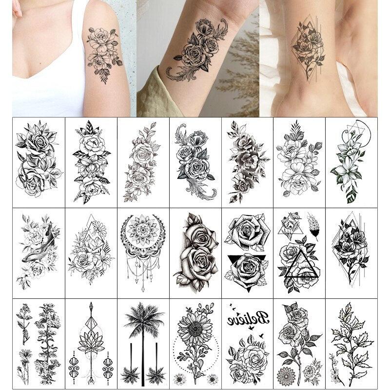 Elegant Sketches Black Flowers Body Tattoo Waterproof Temporary 3D Flowers Luxury Design For Womens - STEVVEX Beauty - 103, 3D Tattoo, Arm Tattoo, Beauty, Big Flowers Tattoo, Big Tattoo, Black Tattoos, Body Tattoo, Colorful Tattoo, Different Tattoo, Fashion Tattoo, Flower Tattoo, Girls Tattoo, Leg Tattoo, Luxury Tattoo, Modern Tatoos, Red Flower Tattoo, Stylish Tattoo, Tattoo, Waterproof Tattoo, Women Tattoo, Womens Tattoo - Stevvex.com