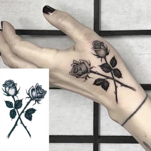 Elegant Small Waterproof Temporary Tattoo Sticker Makeup Flame Finger Black Square Rose Flower High Quality Design For Womens - STEVVEX Beauty - 103, Animal Tattoo, Arm Tattoo, Beauty, Black Tattoos, Body Tattoo, Boys Tattoo, Carnival Tattoo, Face Tattoo, Fashion Tattoo, Finger Tattoo, Flower Tattoo, Girls Tattoo, Leg Tattoo, Luxury Tattoo, Sketch Tattoo, Small Tattoo, Stylish Tattoo, Tattoo, Waterproof Tattoo, Wedding Tattoo, Women Tattoo, Womens Tattoo - Stevvex.com