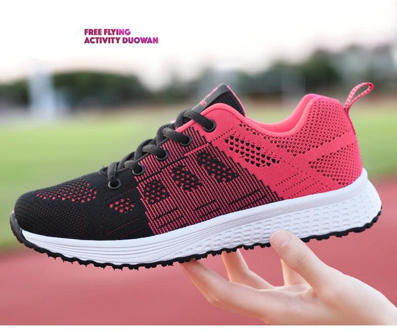 Elegant Sport Womens Sneakers Flats Casual Tennis Shoes Summer Lace-Up Mesh Light Breathable Casual Comfort Non Slip Lightweight Breathable Mesh Athletic Sneakers