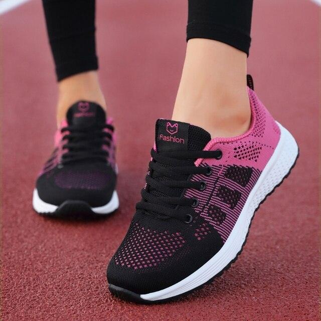 Elegant Sport Womens Sneakers Flats Casual Tennis Shoes Summer Lace-Up Mesh Light Breathable Casual Comfort Non Slip Lightweight Breathable Mesh Athletic Sneakers