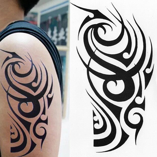 Elegant Temporary Waterproof Tattoos Big Tribal Sticker Black Large Body Art Makeup Fake Tattoo For Mens Womens - STEVVEX Beauty - 103, Arm Tattoo, Back Tattoo, Beauty, Big Tattoo, Black Tattoos, Body Tattoo, Boys Tattoo, Fashion Tattoo, Large Black Tattoo, Large Tattoo, Leg Tattoo, Luxury Tattoo, Make up Tattoo, Men Tattoo, Mens Tattoo, Modern Tattoo, Party Tattoo, Tattoo, Waterproof Tattoo, Women Tattoo - Stevvex.com