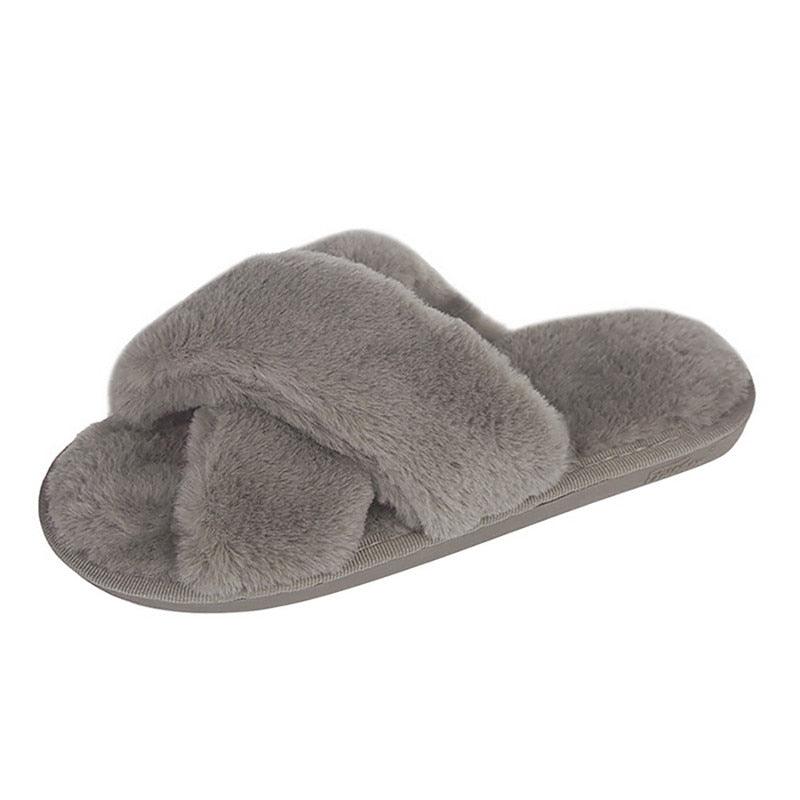 Elegant Warm Fluffy Slippers Women Faux Fur Indoor Floor Slides Flat Soft Furry Shoes Non Slip House Soft Plush Cozy House Shoes Furry Open Toe Indoor Outdoor Slip On Warm Winter Shoes