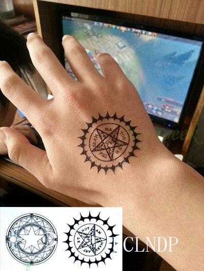 Elegant Waterproof Tattoo Sticker Sun Moon Fake Tatto Fashion Moon Temporary Fun Sun Wave Magic Tatoos For Womens Mens