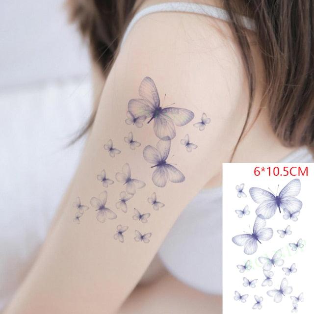 Elegant Waterproof Temporary Tattoo Sticker Cat Fox Flash Tatoo Neck Hand Modern Tattoo Stickers Butterflies Cats For Womens