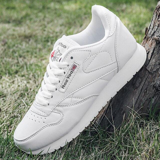 Elegant White Leather Mans Womens Sneakers Summer Lace-Up Trainers Gym Tennis Running Breathable High Quality Sport Women Mesh Wokrout Casual Slip On Flats Sneakers