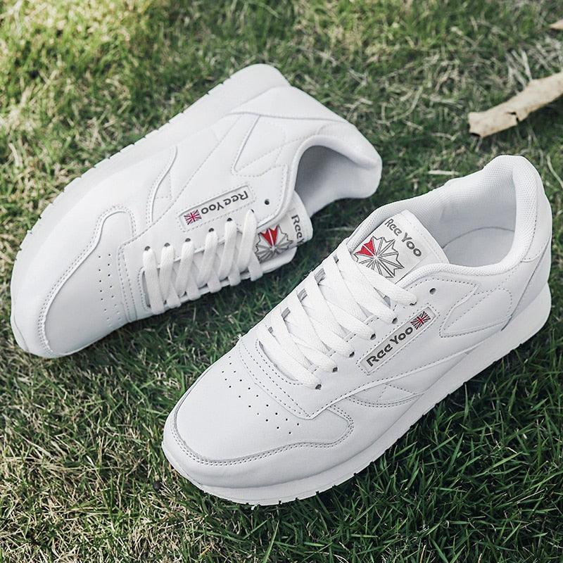 Elegant White Leather Mans Womens Sneakers Summer Lace-Up Trainers Gym Tennis Running Breathable High Quality Sport Women Mesh Wokrout Casual Slip On Flats Sneakers