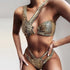 Elegant Women Bandage Swimwear Women Snake Bikini Swimsuit Female Gold Bikini Set Bathing Suit Swim Wear Women Shiny Bikini String Two Pieces Swimsuit Female Swimwear