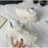 Elegant Women's Sneakers Lace Up Thick Platform Casual Shoes Leather Comfortable Walking Footwear Fashion New Lightweight Casual Everyday Walking Fashion Sneakers