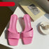 Elegant Women Slippers Summer Outdoor Beach Flip Flop Open Toe Flat Casual Low Heel Sandal Square Open Toe Heeled Sandals Beach Charming  Sandals