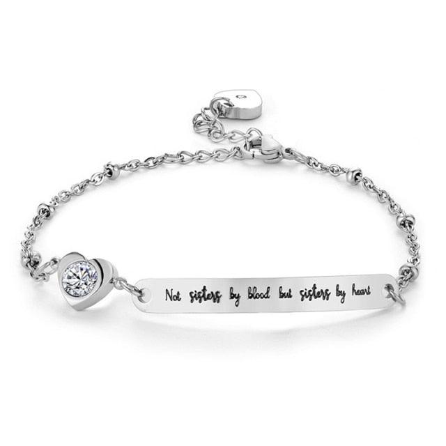 Elegant Women Stainless Steel Best Friends Bracelet Bangle Friend Jewelry Friendship Gift Cute Message Sisters Stainless Steel Cuff Bangle Gifts For Teen Girls Daughter Sister Best Friend