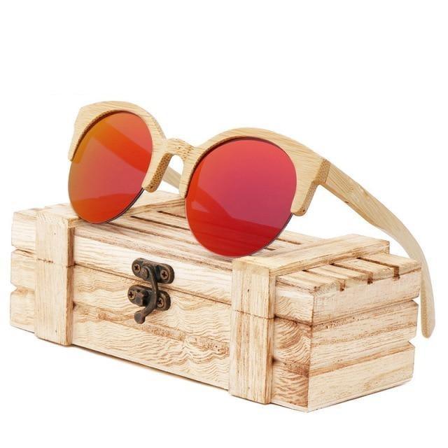 Elegant Wooden Design Classic Sunglasses Design Stylish Popular Wooden Sunglasses For Men & Women  Round Bamboo Glasses Mirror Sun Glasses Retro Glasses