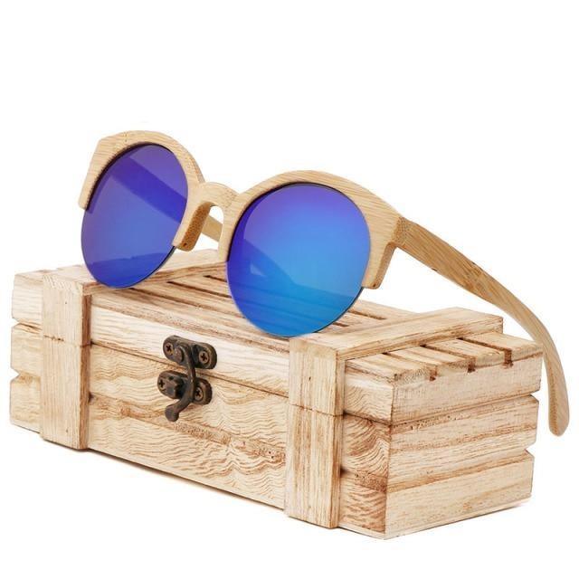 Elegant Wooden Design Classic Sunglasses Design Stylish Popular Wooden Sunglasses For Men & Women  Round Bamboo Glasses Mirror Sun Glasses Retro Glasses