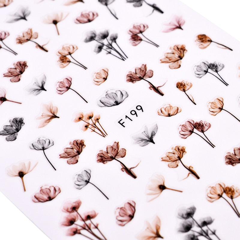 Embossed 3D Nail Stickers Blooming Flower 3D Nail Art Stickers Decals Adhesive Manicure Nail Art Tips Decoration Adhesive Abstract Face Curve Graffiti Nail Design for Acrylic Nail Supplies Designer Nail Decorations for Women Girls Kids