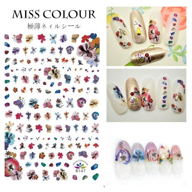 Embossed 3D Nail Stickers Blooming Flower 3D Nail Art Stickers Decals Adhesive Manicure Nail Art Tips Decoration Adhesive Abstract Face Curve Graffiti Nail Design for Acrylic Nail Supplies Designer Nail Decorations for Women Girls Kids