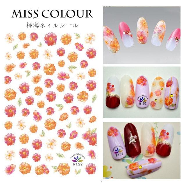 Embossed 3D Nail Stickers Blooming Flower 3D Nail Art Stickers Decals Adhesive Manicure Nail Art Tips Decoration Adhesive Abstract Face Curve Graffiti Nail Design for Acrylic Nail Supplies Designer Nail Decorations for Women Girls Kids