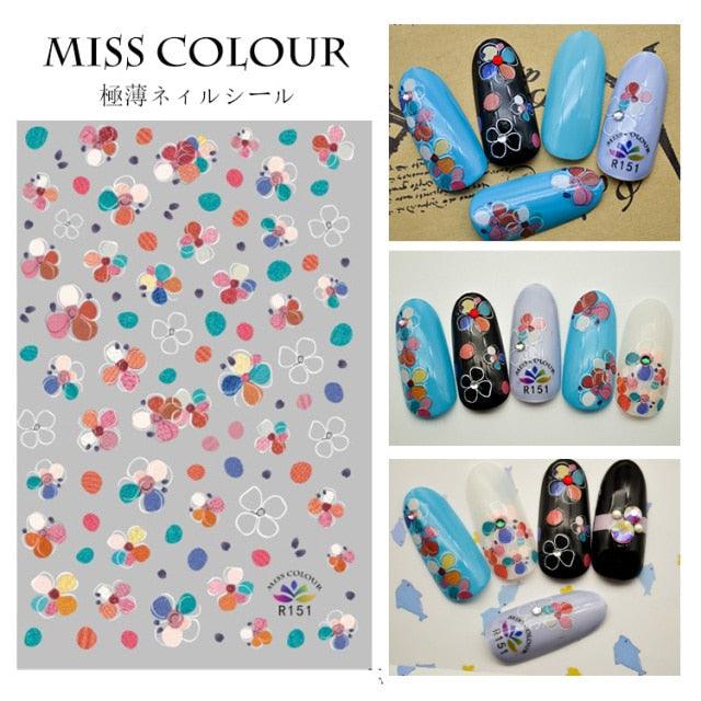 Embossed 3D Nail Stickers Blooming Flower 3D Nail Art Stickers Decals Adhesive Manicure Nail Art Tips Decoration Adhesive Abstract Face Curve Graffiti Nail Design for Acrylic Nail Supplies Designer Nail Decorations for Women Girls Kids