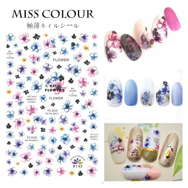 Embossed 3D Nail Stickers Blooming Flower 3D Nail Art Stickers Decals Adhesive Manicure Nail Art Tips Decoration Adhesive Abstract Face Curve Graffiti Nail Design for Acrylic Nail Supplies Designer Nail Decorations for Women Girls Kids