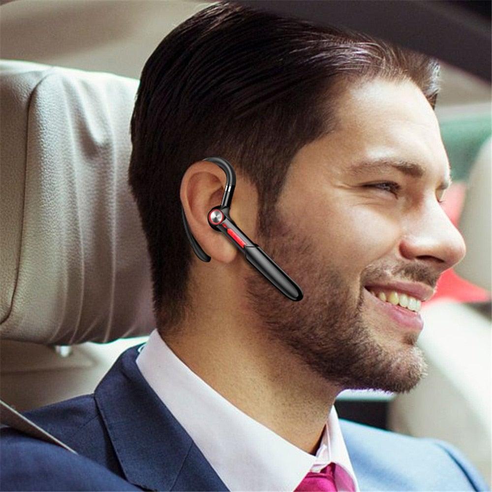 Ergonomic Single Lightweight Bluetooth Earphones Handsfree Wireless Headphones Business Driving Headset Outdoor Sports Volume Control Earphone Fingerprint Design Over Ear Earphone